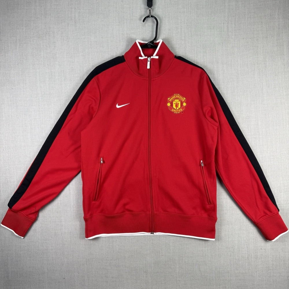 Nike Jacket Mens Size Large Full Zip Track Sweatshirt Red Manchester United Team